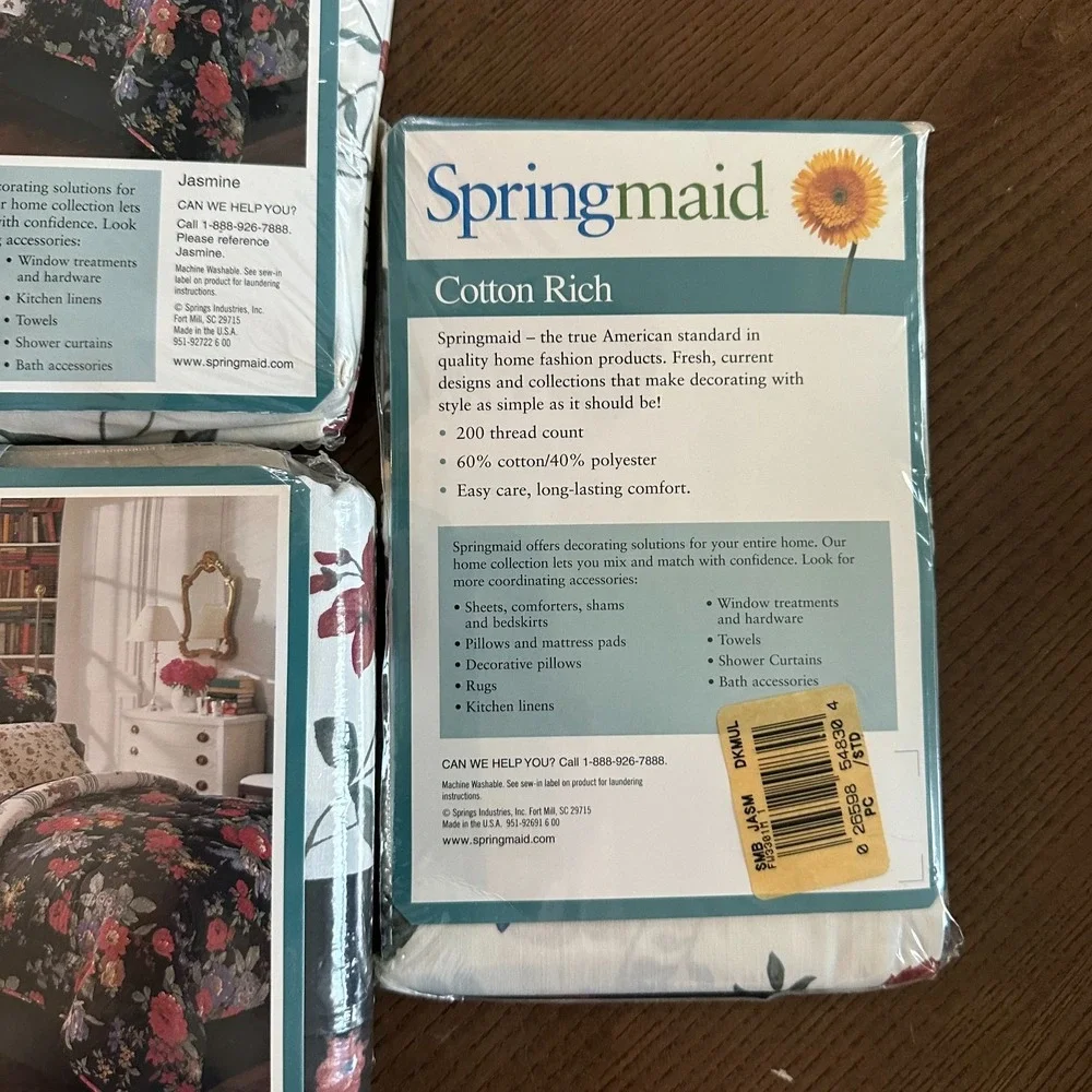 Vintage Springmaid Cotton Rich Jasmine Twin Size Sheet Set New‎ NOS Florals